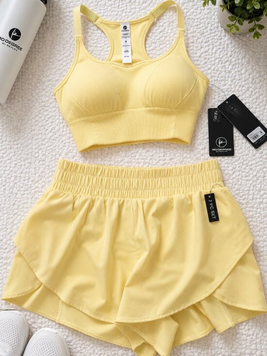 90 Degree By Reflex Other - NWT 90 Degree by Reflex Daffodil 2-Piece Seamless Sports Bra & Swiftlayer Skort